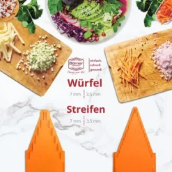 Borner Mandolin V3 Special | 7-delt sæt | 5 skæretykkelser | Velegnet som pommes frites udskærer | BPA fri og rustfri | orange Sale