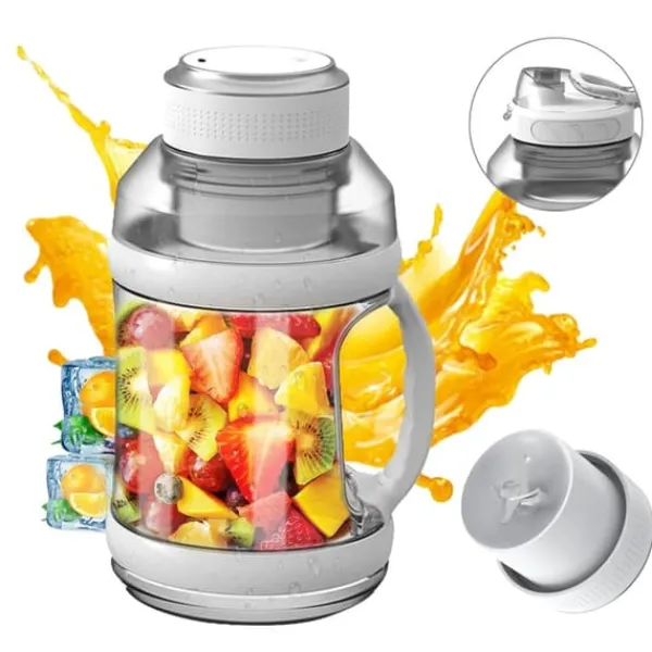 Bærbar Blender, USB Genopladelig, 68oz Kapacitet,hvid Outlet