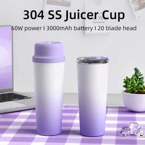 Juicepresser - Nyd Friskpresset Juice Derhjemme>Bærbar elektrisk juicer kop - Mini 304 rustfrit stål blender til smoothies og shakes