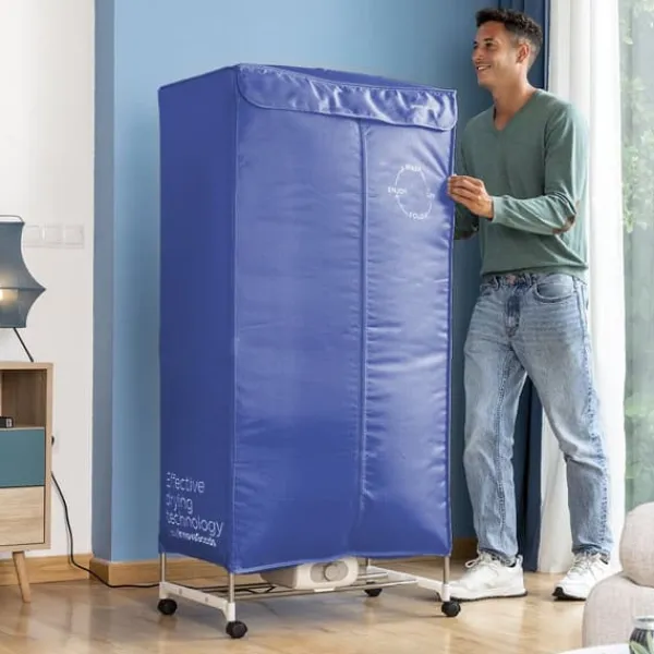 Bærbar elektrisk tørretumbler med 2 højder Dupledry Blue InnovaGoods 1200 W Online