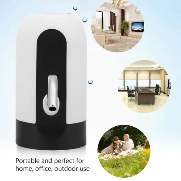 Vandkølere>Bærbar LED-lys Vandpumpe med USB Genopladelig Dispenser til Hjemmekontor (Hvid)