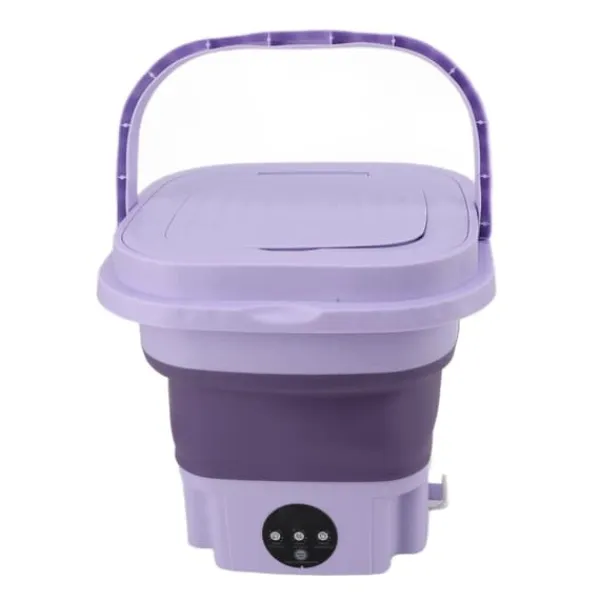 Vaskemaskiner>Bærbar vaskemaskine 11L ABS PP Automatisk mini foldbar spandskive med afløbsrør til RV Rejselejlighed 110 til 240V EU stik