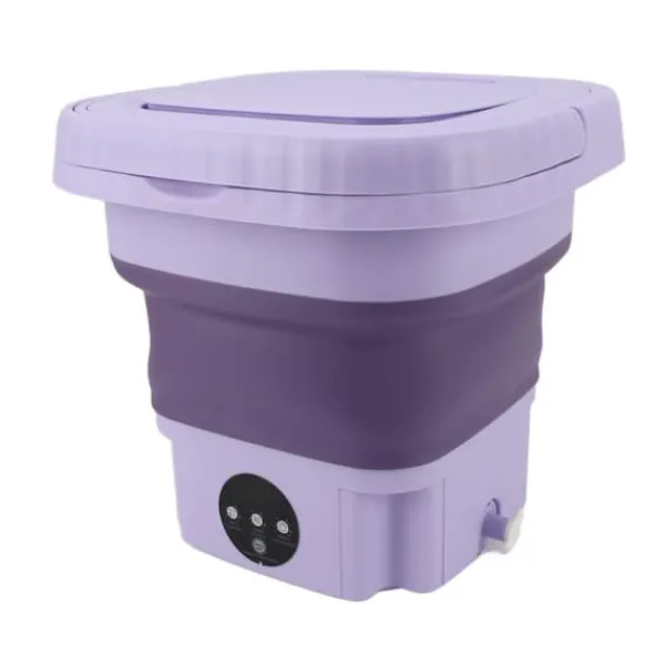 Vaskemaskiner>Bærbar vaskemaskine 11L ABS PP Automatisk mini foldbar spandskive med afløbsrør til RV Rejselejlighed 110 til 240V EU stik