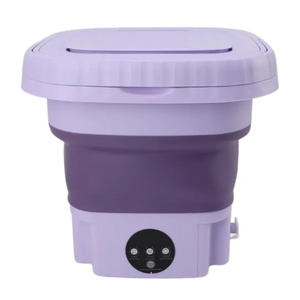 Vaskemaskiner>Bærbar vaskemaskine 11L ABS PP Automatisk mini foldbar spandskive med afløbsrør til RV Rejselejlighed 110 til 240V EU stik