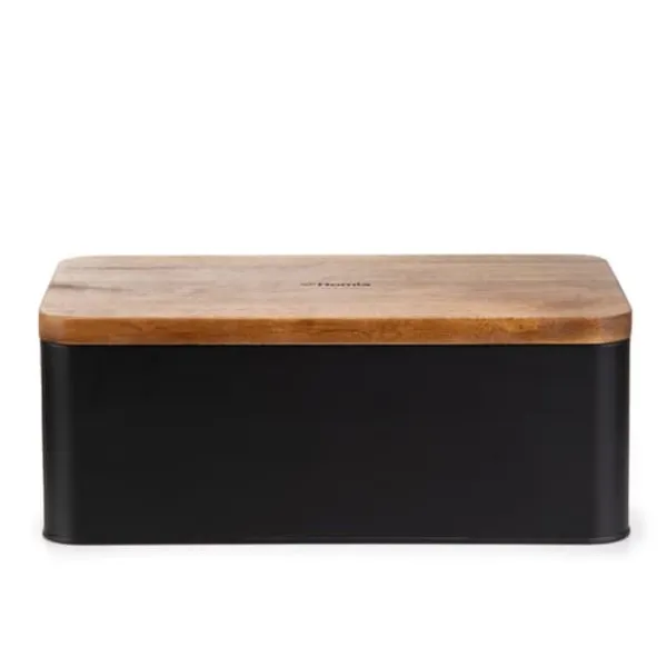 Brødkasser & Brødposer>Brødkasse | LOMAS | sort med akacielåg | 33x18x13 cm | 872506