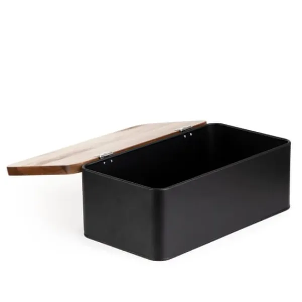 Brødkasser & Brødposer>Brødkasse | LOMAS | sort med akacielåg | 33x18x13 cm | 872506