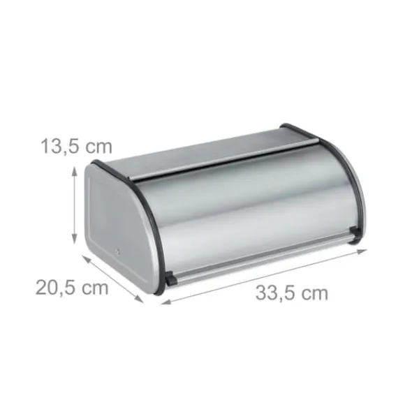 Brødkasser & Brødposer>Brødkasse, rustfrit stål, 13.5x33.5x20.5 cm, sølv
