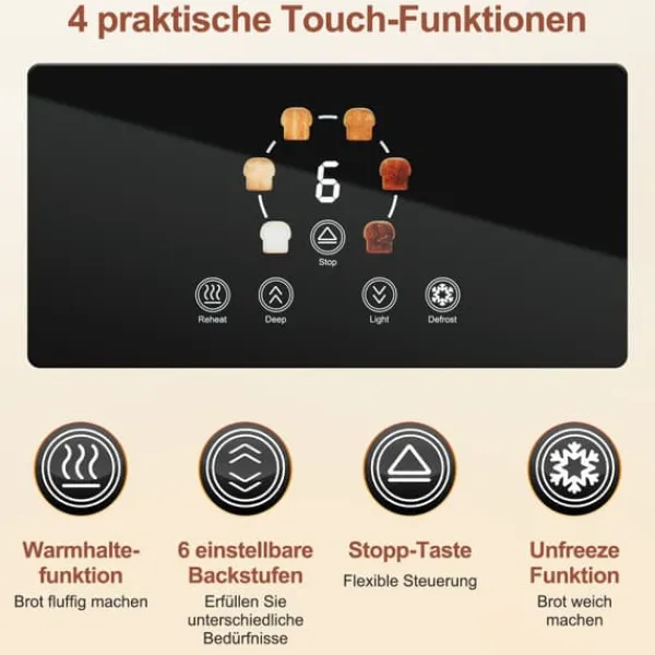 Brødrister, LCD Touch Display, 7 Ristningsniveauer,EU Online