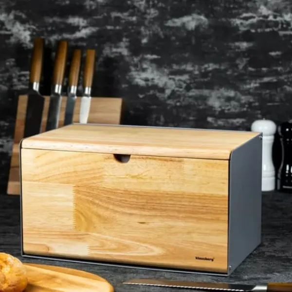Brødkasser & Brødposer>BRØDÆSKE, DOBBELT-SIDET BRØDBEHOLDER KLAUSBERG KB-7395 grå