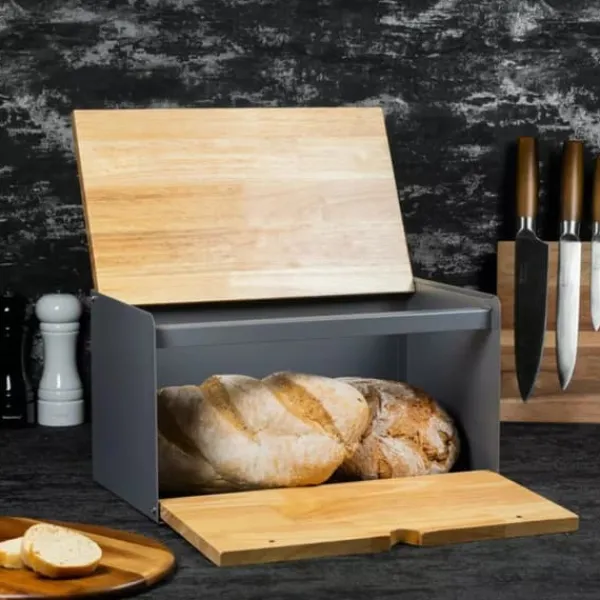 Brødkasser & Brødposer>BRØDÆSKE, DOBBELT-SIDET BRØDBEHOLDER KLAUSBERG KB-7395 grå