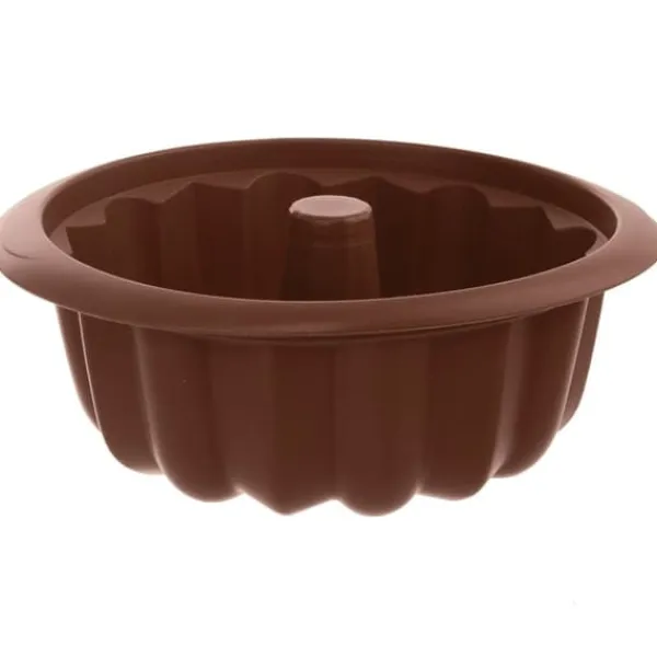 Bagning>Brun silikone kageform med skorsten SILLINIE 26 cm