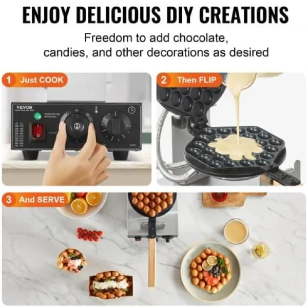 Vaffeljern>Bubble Waffle Maker, 593x220x268 mm, Sølv, Rustfrit Stål