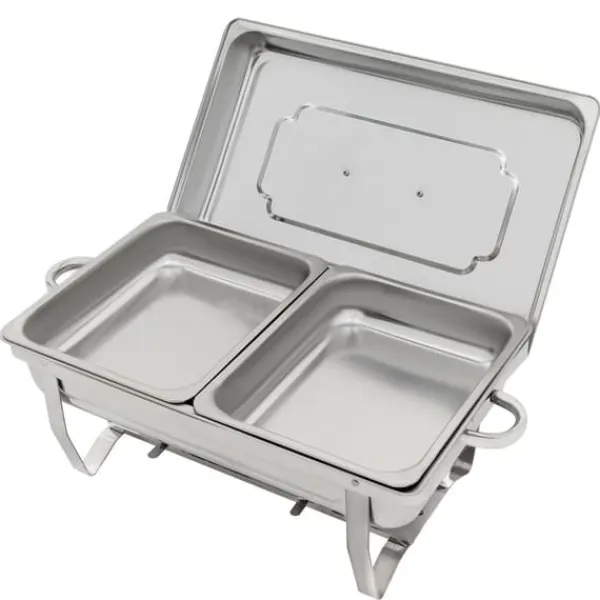 Buffet Chafing Dish Sæt, 4-delt Madvarmer, Alkoholbrænder Inkluderet