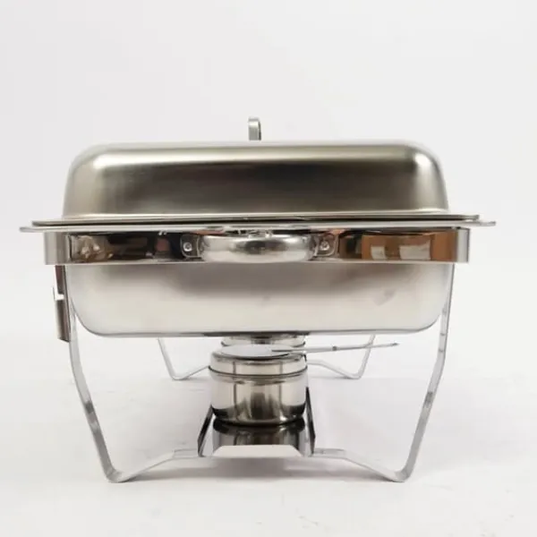 Buffetvarmer - Chafing Dish Bain-Marie - Sammenklappelig - Dobbelt rum - Rustfrit stål - Brændstofbrændere - 7,5 L - Sort Discount