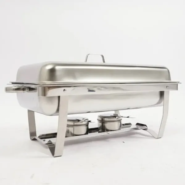 Buffetvarmer - Chafing Dish Bain-Marie - Sammenklappelig - Dobbelt rum - Rustfrit stål - Brændstofbrændere - 7,5 L - Sort Discount