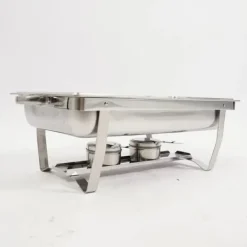 Buffetvarmer - Chafing Dish Bain-Marie - Sammenklappelig - Dobbelt rum - Rustfrit stål - Brændstofbrændere - 7,5 L - Sort Discount