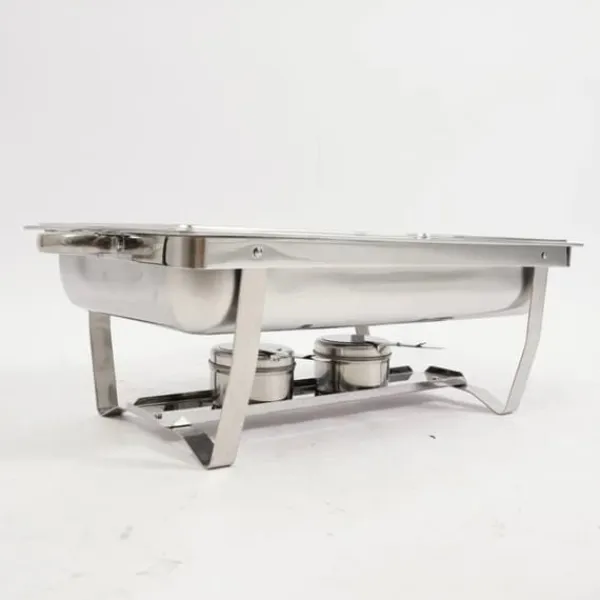 Buffetvarmer - Chafing Dish Bain-Marie - Sammenklappelig - Dobbelt rum - Rustfrit stål - Brændstofbrændere - 7,5 L - Sort Discount