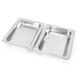 Buffetvarmer - Chafing Dish med stativ - 7,5 l - Rustfrit stål - Madbakke 27×34×6,8 cm - 55,7×34×38,3 cm - Brænderpasta - Sølv Hot