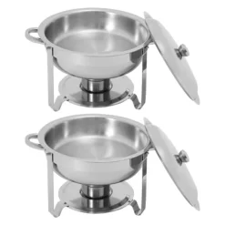 Buffetvarmer - Rund chafing dish - 4 stk 4,5 L/stk - Rustfrit stål - 41×25 cm - Let at rengøre - Sølv Sale