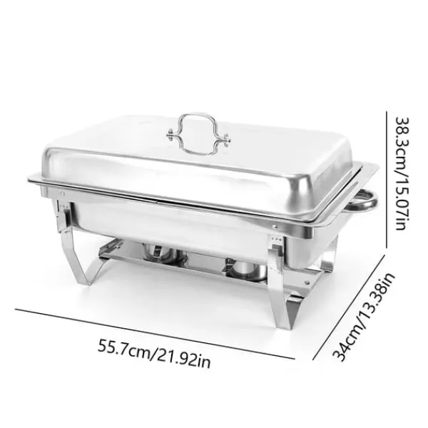 Buffetvarmer, chafing dish med 3 rum, kapacitet over 5 L, 410 rustfrit stål, bærbar til fest Sale