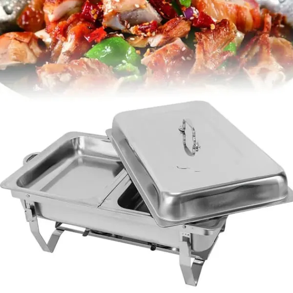 Buffetvarmer, chafing dish med 3 rum, kapacitet over 5 L, 410 rustfrit stål, bærbar til fest Sale