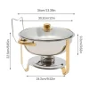 Buffetvarmer, chafing dish, rund 5 L, rustfrit stål, orange, med låg, 1 niveau, til buffet/catering