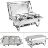 Tilbehør Til Madservering>Buffetvarmer Chafing Dish - Rektangulær Madvarmer - 3 Sektioner 3×3 L (9 L) - Rustfrit Stål - Til Catering & Buffet