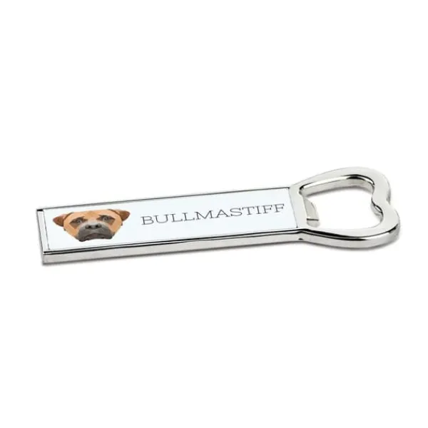 Cocktailshakers & Drinkudstyr>Bullmastiff, Bulmastiff - flaskeåbner med foto og inskription til Art-Dog øl