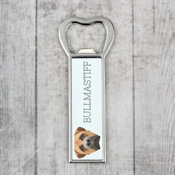 Cocktailshakers & Drinkudstyr>Bullmastiff, Bulmastiff - flaskeåbner med foto og inskription til Art-Dog øl