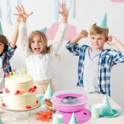 Maskiner Til Candyfloss>Candyflossmaskine, lyserød, nem & hurtig til fest