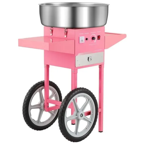 Candyflossmaskine med Vogn, Sukkerstivelsesmaskine 1000W, Professionel, Fest Klar Hot