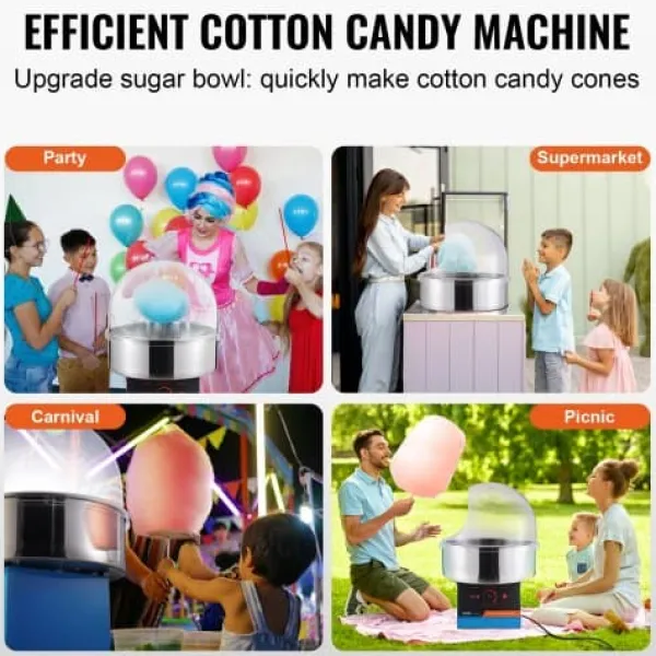 Maskiner Til Candyfloss>Candyflossmaskine, 1000W, 52x52x41.5 cm, Blå, Rustfrit stål