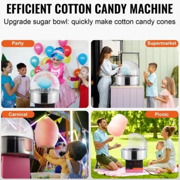 Maskiner Til Candyfloss>Candyflossmaskine, 1000W, 52x52x41.5 cm, Pink, Rustfrit stål