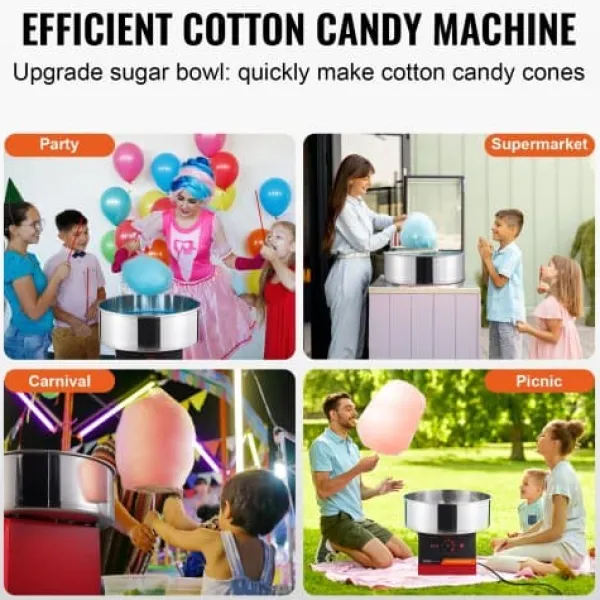 Maskiner Til Candyfloss>Candyflossmaskine, 51.8x51.8x41.5 cm, Rød, Rustfrit stål