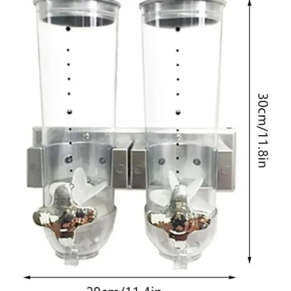 Beholdere Til Madopbevaring>Cereal Dispenser, Vægmonteret Design, Dobbelt Beholder,Klar