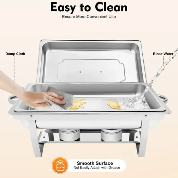 Tilbehør Til Madservering>Chafing Dish - Buffetvarmer - 9 L Kapacitet - Rustfrit Stål - Professionel - Til Buffet & Catering - Sort