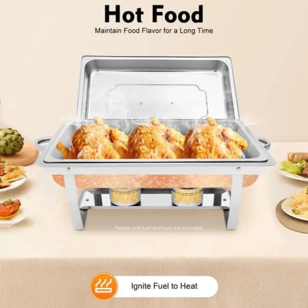 Tilbehør Til Madservering>Chafing Dish - Buffetvarmer - 9 L Kapacitet - Rustfrit Stål - Professionel - Til Buffet & Catering - Sort