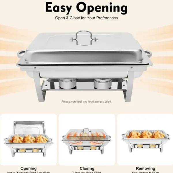 Tilbehør Til Madservering>Chafing Dish - Buffetvarmer - 9 L Kapacitet - Rustfrit Stål - Professionel - Til Buffet & Catering - Sort