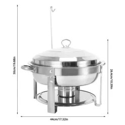 Chafing Dish - Buffetvarmer - Rund - Til Catering - Til Fester & Arrangementer - Sølv Discount