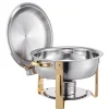 Tilbehør Til Madservering>Chafing Dish Buffet Sæt, 5 Qt 4-pak, Guld, Rustfrit Stål