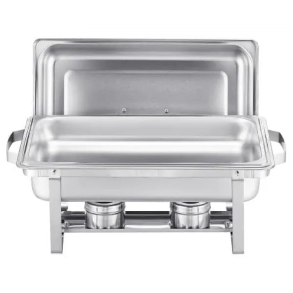 Madopvarmere>Chafing Dish Buffet Sæt, 8 Qt 6-pak, Rustfrit Stål, Sølv