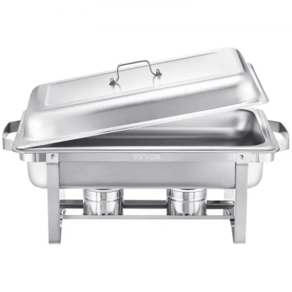 Madopvarmere>Chafing Dish Buffet Sæt, 8 Qt 6-pak, Rustfrit Stål, Sølv