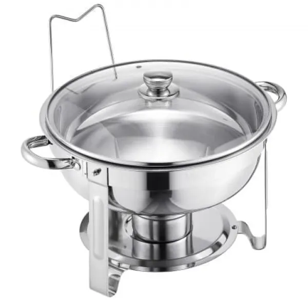 Madopvarmere>Chafing Dish Buffet Sæt, 4 stk 5 Qt rustfrit stål, sølv, catering varmer