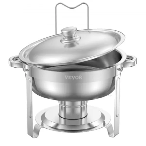 Madopvarmere>Chafing Dish Buffet Sæt, 4 stk, 5 qt, Rustfrit Stål, Sølv, Catering Varmer