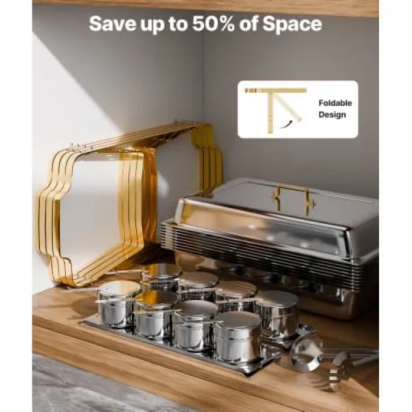 Madopvarmere>Chafing Dish Buffet Sæt, 4 stk., Rustfrit Stål, Guld