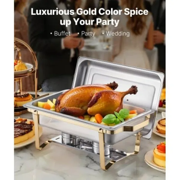 Madopvarmere>Chafing Dish Buffet Sæt, 4 stk., Rustfrit Stål, Guld