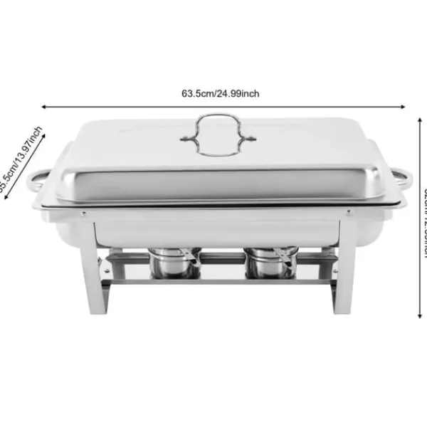 Madopvarmere>Chafing Dish Buffet Sæt, Elegant Design, Holdbart Rustfrit Stål,3 Gitter