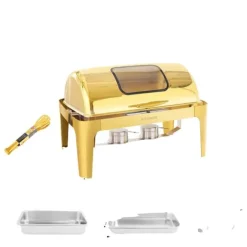 Chafing Dish Buffet Sæt, 5QT-9QT Kapacitet, Rustfrit Stål Materiale,Guld 9 QT Best