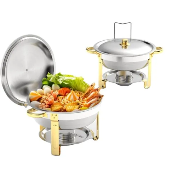 Chafing Dish Buffet Sæt, 5QT-9QT Kapacitet, Rustfrit Stål Materiale,Sølv 5QT 2stk Outlet