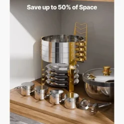 Tilbehør Til Madservering>Chafing Dish Buffet Sæt, Rustfrit Stål, Sammenklappelig Stativ,4 pak guld